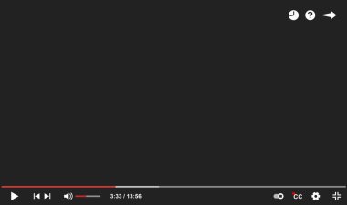 Gri arkaplan üzerindeki video oynatıcı paneli