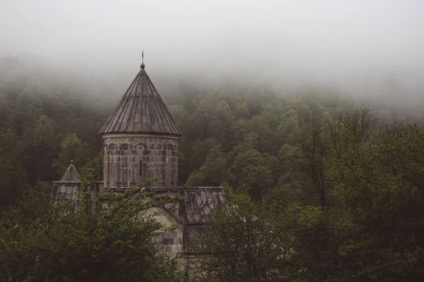 Church Forest Fog — Zdjęcie stockowe