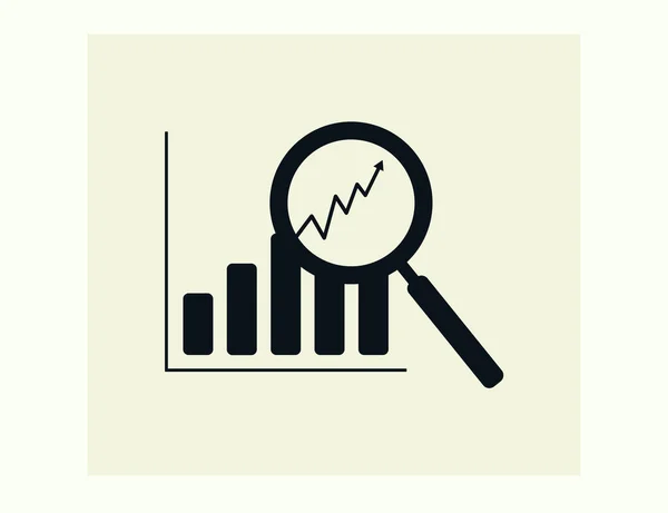 Magnifying Glass Studies Chart Icon — Stock Photo, Image