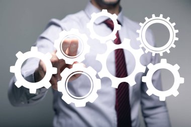 Vites mekanizması. Ekranda tıklayan adam