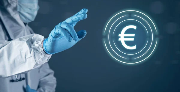 Ikon Euro Dalam Lingkaran Konsep Mata Uang Dokter Mengklik Pada — Stok Foto