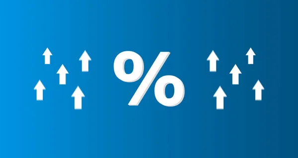 Ícone Percentual Com Setas Para Cima Aumento Percentual — Fotografia de Stock