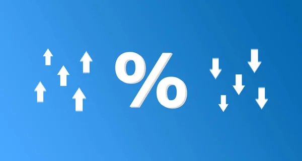 Ícone Percentual Com Setas Para Cima Para Baixo — Fotografia de Stock