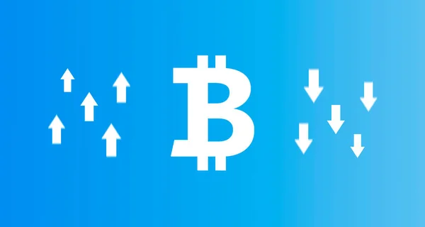 Yukarı Aşağı Okları Olan Bitcoin Simgesi — Stok fotoğraf
