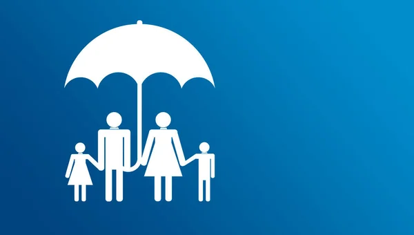 Family icon with umbrella. Family protection