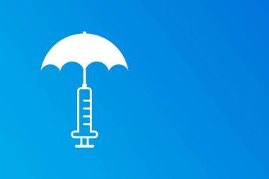 Şemsiyeli bir şırınga ikonu. Aşı kavramı