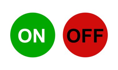 ON and OFF buttons on green and red background