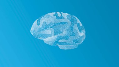 Şebekeden insan beyni. Mavi bir arkaplanda