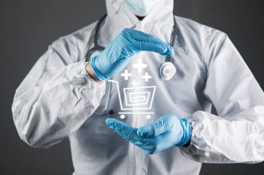 Araç ve haç. İlaç satın almak. Doktor elini tutuyor.