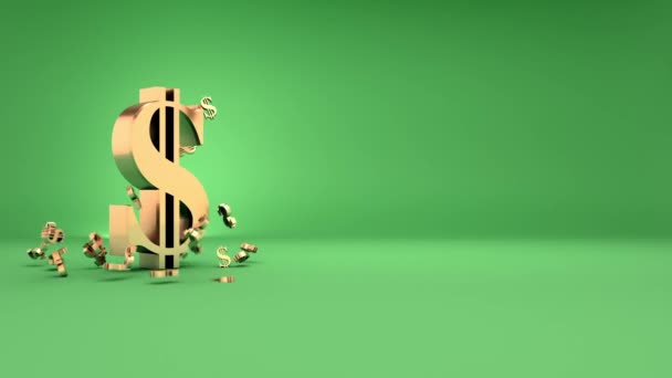 Dólar Queda Moeda Fundo Verde — Vídeo de Stock