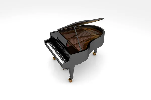Beyaz Arkaplanda 3D Render Piyano