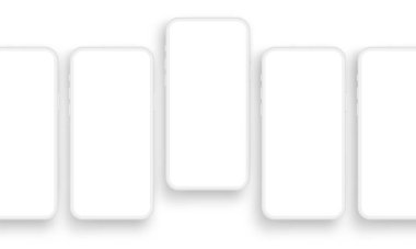 Beyaz Arkaplan 'da izole edilmiş, boş ekranlı Clay Akıllı Telefonlar. Vektör İllüstrasyonu