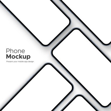 Vitrin Mobil Uygulama Tasarımı için telefonlar, Beyaz Arkaplanda izole edildi. Vektör İllüstrasyonu