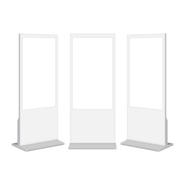 Boş Ekranlı, Ön ve Yan Görünümlü Beyaz Sayısal İmza kümesi. Vektör illüstrasyonu