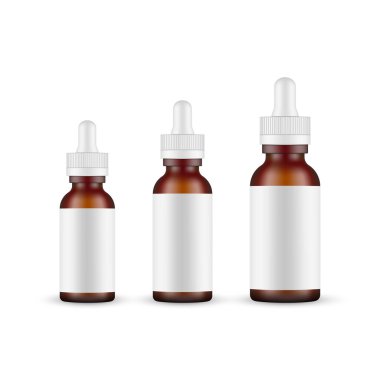 Buzlu Koyu Cam Damlalar, Beyaz Arkaplan 'da izole edilmiş boş etiketli maketler. Vektör İllüstrasyonu