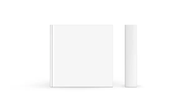 Kare Hardcover Kitap Mockup, Ön Kapak ve Omurga, Beyaz Arkaplan 'da izole. Vektör İllüstrasyonu