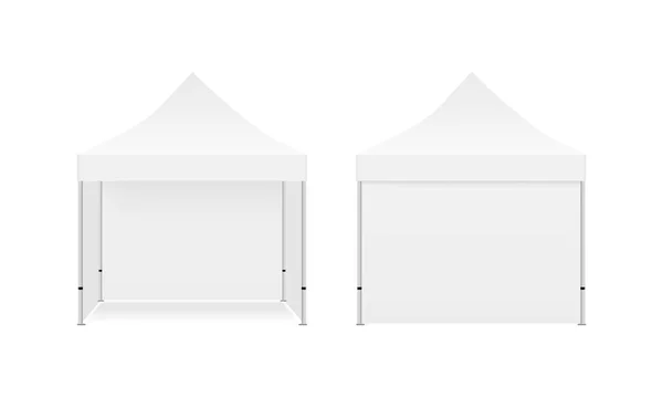 Square Canopy Mockup, Ön ve Arka Görünüm, Beyaz Arkaplan 'da tecrit edilmiş. Vektör İllüstrasyonu
