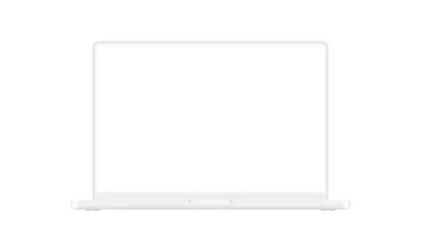 Modern Clay Laptop Mockup, Front View, beyaz arka planda izole edilmiş. Vektör İllüstrasyonu
