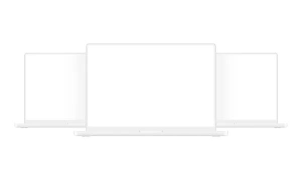 Mockups Modernos Laptops Argila Isolados Fundo Branco Ilustração Vetorial —  Vetores de Stock
