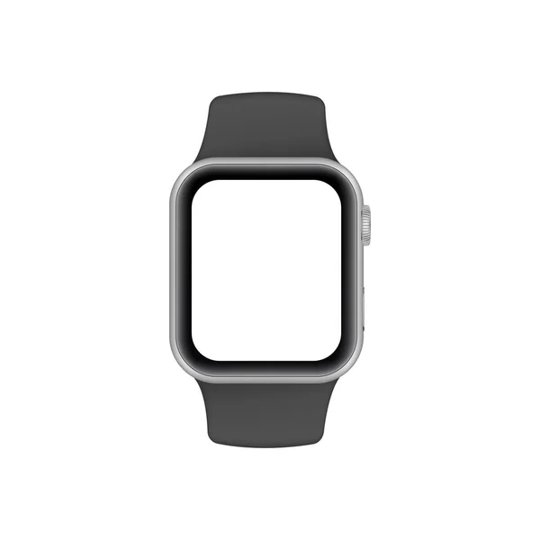 Black Smart Watch Mockup Blank Screen Isolated White Fone Векторная — стоковый вектор