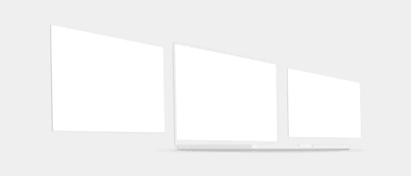 Laptop Barro Com Páginas Web Branco Vista Lateral Mockup Para —  Vetores de Stock