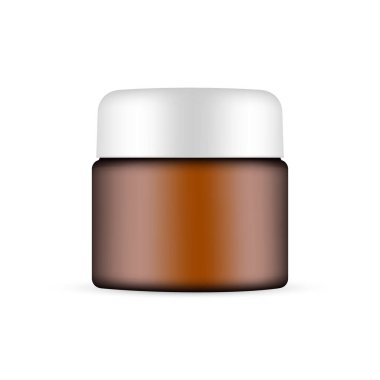 Amber Kozmetik Jar Mockup, beyaz arka planda izole edilmiş. Vektör İllüstrasyonu