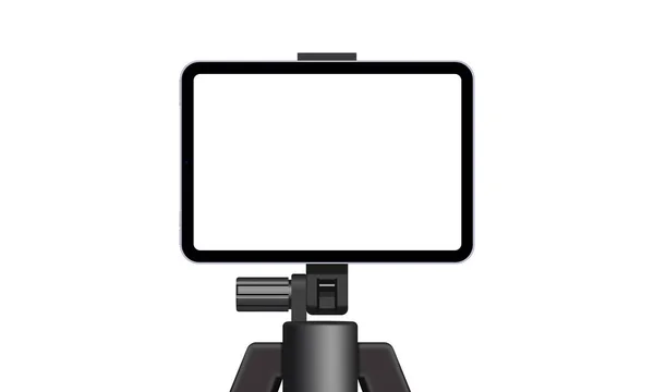 Holder Mockup 'ta boş ekranlı Tablet Bilgisayar, Ön Görünüm. Vektör İllüstrasyonu