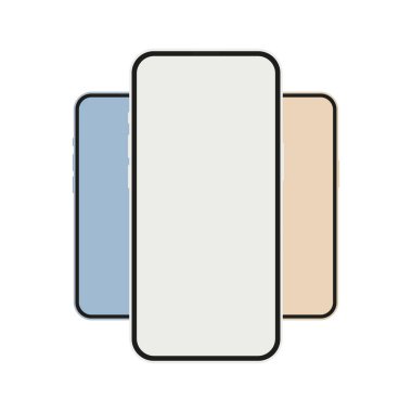 Modern Düz Vektör Akıllı Telefonlar, Beyaz Arkaplanda İzole Edildi