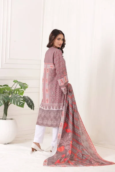 Ein Pakistanischer Schalwar Kameez Anzug Mit Dupatta Das Pakistanische Model — Stockfoto