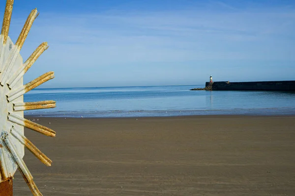 Lighthouse Sea Beach Seagulls Complete Calm — Stock Fotó