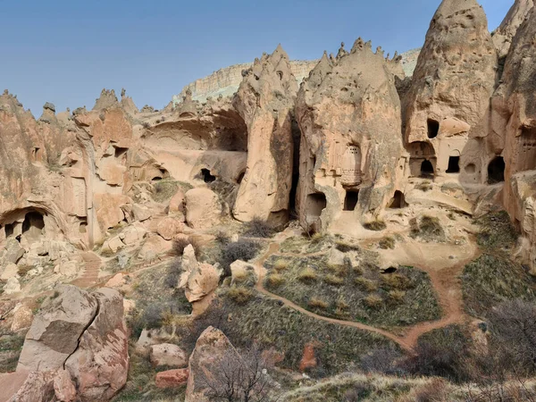 Zelt Szabadtéri Múzeum Csodálatos Barlangház Cappadociában Nevsehir Törökország Öreg Tündérkémények — Stock Fotó