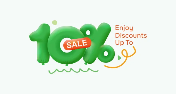 Enjoy Discounts Summer Sale Banner Form Green Balloons — Stock Vector