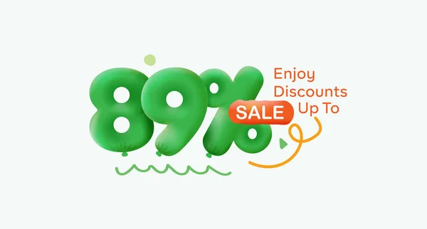 Enjoy Discounts Summer Sale Banner Form Green Balloons — Stock Vector