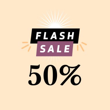 flaş satış harfleri% 50 vektör posteri