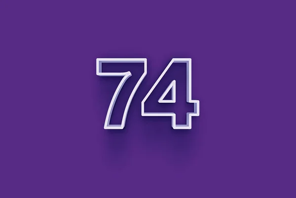 紫色の背景に3D 74番のイラスト — ストック写真