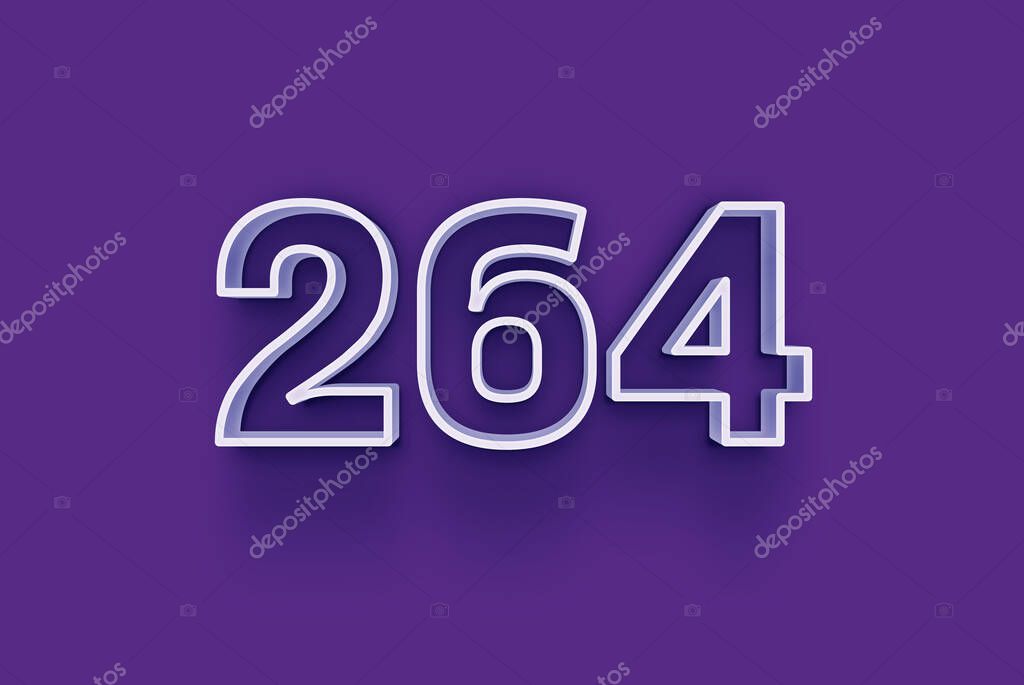 ilustración del número de 3d 264 sobre fondo púrpura 2022