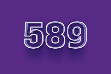  3D numara 589 mor arka planda sizin benzersiz indirimli poster indiriminiz için özel satış teklifi, afiş reklamları etiketi, Noel 'in tadını çıkarın, indirimli Xmas indirimi, kupon ve daha fazlası için izole edilmiştir..