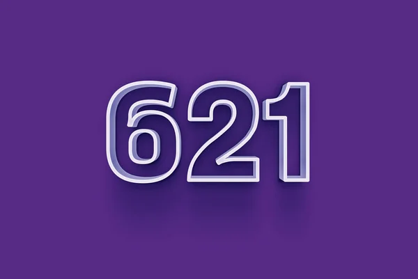 3D number 621  is isolated on purple background for your unique selling poster promo discount special sale shopping offer, banner ads label, enjoy Christmas, Xmas sale off tag, coupon and more.
