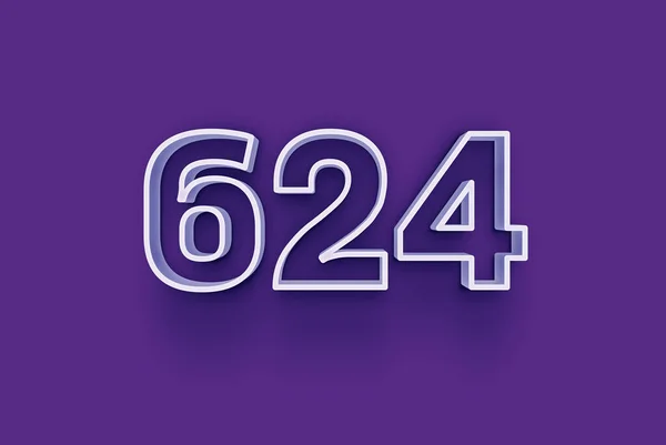 3D number  624 is isolated on purple background for your unique selling poster promo discount special sale shopping offer, banner ads label, enjoy Christmas, Xmas sale off tag, coupon and more.