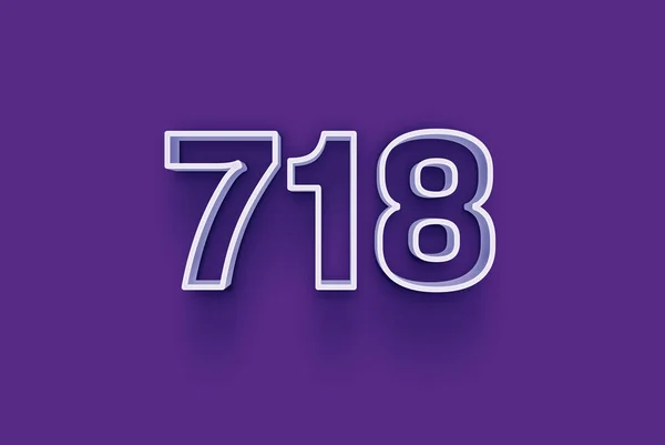 3D number 718  is isolated on purple background for your unique selling poster promo discount special sale shopping offer, banner ads label, enjoy Christmas, Xmas sale off tag, coupon and more.
