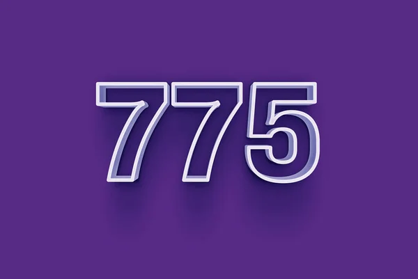 3D number 775 is isolated on purple background for your unique selling poster promo discount special sale shopping offer, banner ads label, enjoy Christmas, Xmas sale off tag, coupon and more.