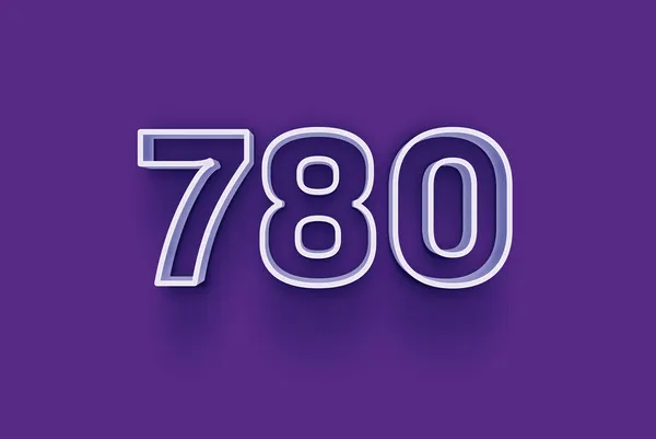3D number 780 is isolated on purple background for your unique selling poster promo discount special sale shopping offer, banner ads label, enjoy Christmas, Xmas sale off tag, coupon and more.