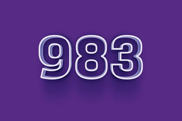 3D number 983  is isolated on purple background for your unique selling poster promo discount special sale shopping offer, banner ads label, enjoy Christmas, Xmas sale off tag, coupon and more.