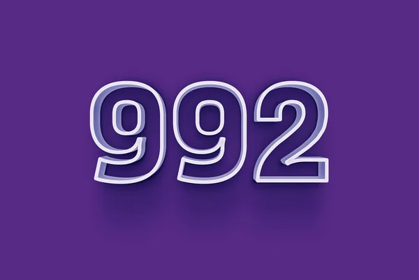 3D number 992  is isolated on purple background for your unique selling poster promo discount special sale shopping offer, banner ads label, enjoy Christmas, Xmas sale off tag, coupon and more.