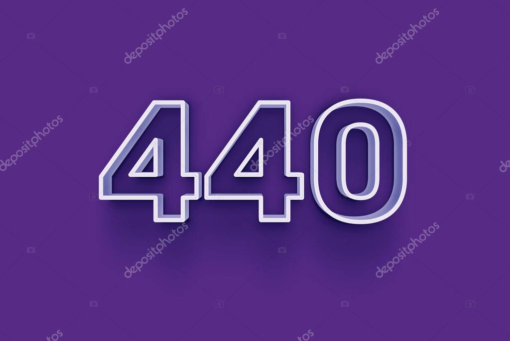 El número 3D 440 se aísla en el fondo púrpura para su oferta única de