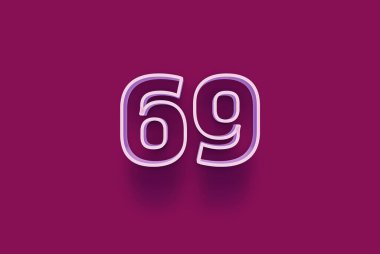 3 boyutlu 69 numara mor arka planda indirimli poster indirimi için özel satış teklifi, afiş reklamları etiketi, Noel 'in tadını çıkarın, indirimli Xmas indirimi, kupon ve daha fazlası için izole edilmiştir..