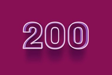  3D numara 200 mor arka planda indirimli poster indirimi için özel satış teklifi, afiş reklamları etiketi, Noel 'in tadını çıkarın, indirimli Xmas indirimi, kupon ve daha fazlası için izole edilmiştir..