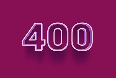  3D numara 400, mor arka planda sizin benzersiz indirimli poster indiriminiz için özel satış teklifi, afiş reklamları etiketi, Noel 'in tadını çıkarın, indirimli Xmas indirimi, kupon ve daha fazlası için izole edilmiştir..