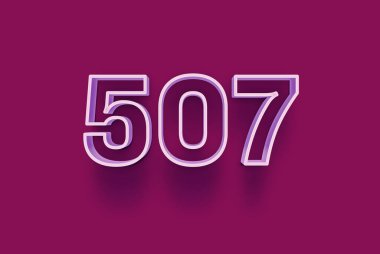  3D numara 507 mor arka planda indirimli poster indirimi için özel satış teklifi, afiş reklamları etiketi, afiş etiketi, Noel indirimi, indirim kuponu ve daha fazlası için izole edilmiştir..