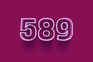  3D numara 589 mor arka planda sizin benzersiz indirimli poster indiriminiz için özel satış teklifi, afiş reklamları etiketi, Noel 'in tadını çıkarın, indirimli Xmas indirimi, kupon ve daha fazlası için izole edilmiştir..